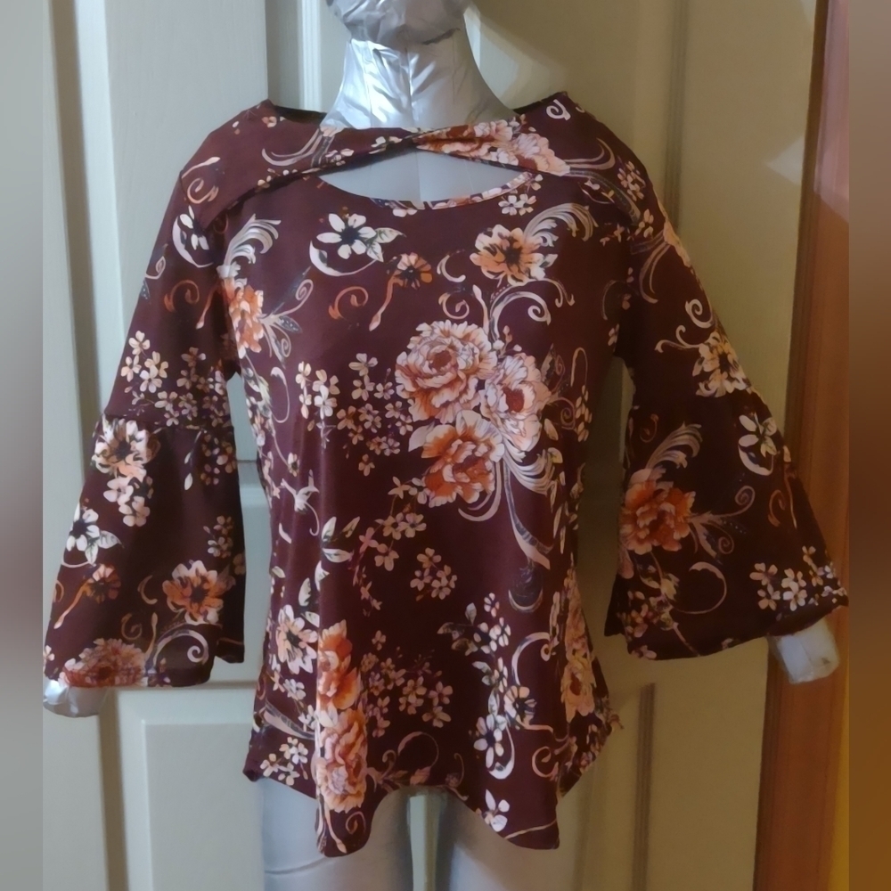 Corvia Size Small Floral Blouse Shirt Top Long Sleeve